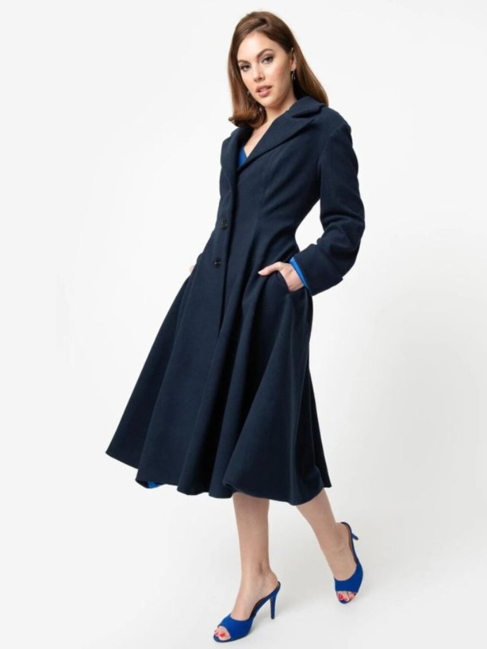 Micheline Pitt for Unique Vintage blue dress coat